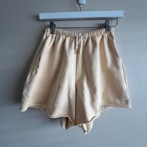 Heavy Manners Peach Cotton Sweat Shorts Size Small Rose Embroidery 100% Cotton